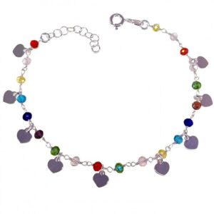 Pulsera piedra color corazones