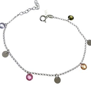 Pulsera discos y piedra color