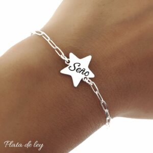 Pulsera forzada alargada estrella seño