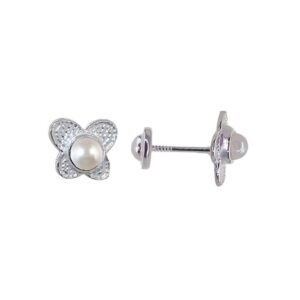 Pendiente infantil flor perla