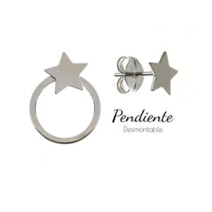 Pendiente aro desmontable estrella