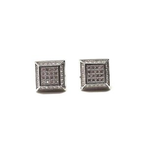 Pendiente Circonita Rodio Plata
