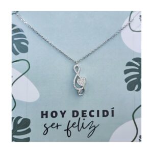 Gargantilla clave de sol corazón rodio