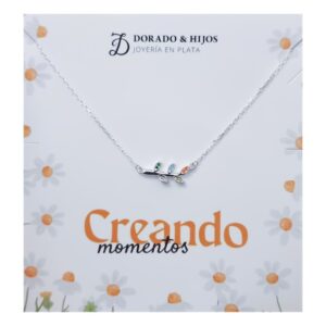 Gargantilla rodio hojas multicolor