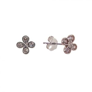 Pendiente flor rodio circonitas