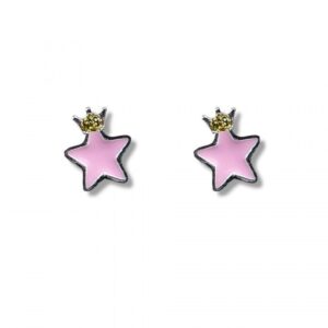 Pendiente infantil estrella corona esmalte