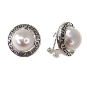 Pendiente omega greca perla