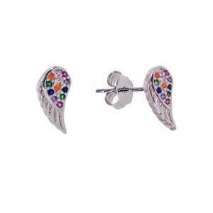 Pendiente pluma microengaste rodio