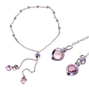Pulsera adaptable bolas corazones piedra