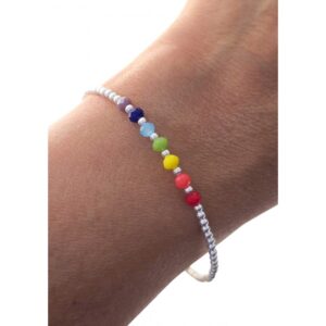 Pulsera bolas chakras piedra color