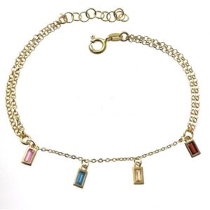 Pulsera chapada barretas piedra color
