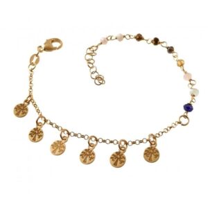 Pulsera chapada piedra color chapitas árbol