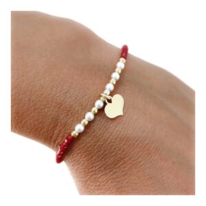 Pulsera chapada piedras roja corazón