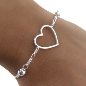 Pulsera corazón cadena bolas