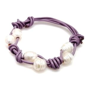Pulsera cuero perla