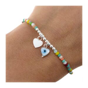 Pulsera piedra color corazón ojo