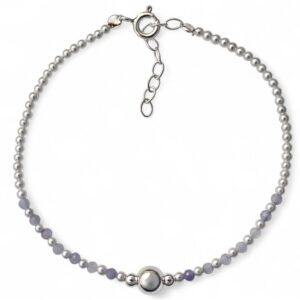 Pulsera piedra color perla bolas