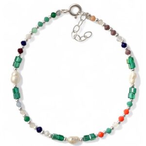 Pulsera piedra color perlas