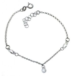 Pulsera rodiada  piedras colgando