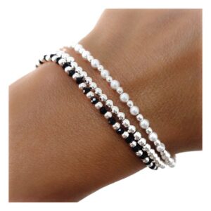 Pulsera triple piedra color bolas perla