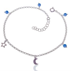 Tobillera piedra color luna , estrella