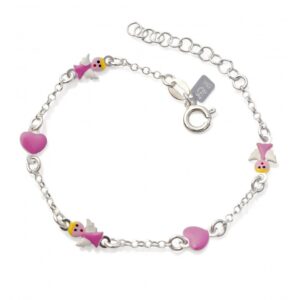 Pulsera infantil angelitos corazones