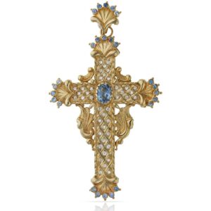 Cruz oro 18kl circonitas - 47x72mm