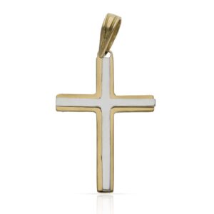 Cruz oro 18kl bicolor - 18x26mm
