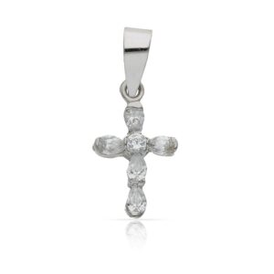 Cruz oro blanco 18kl circonitas -  9x15mm
