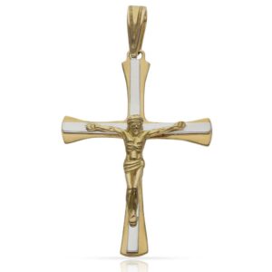 Cruz oro 18kl cristo bicolor