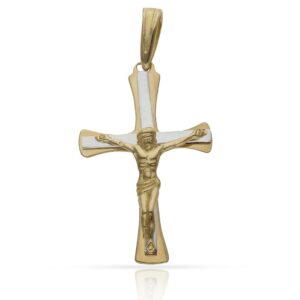Cruz oro 18kl cristo bicolor