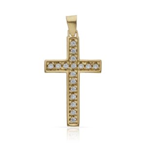 Cruz oro 18kl circonitas - 16x27mm