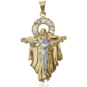 Cruz oro 18kl cristo y baguettes