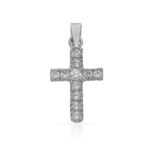 Cruz oro blanco 18kl circonitas - 12x19mm