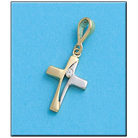 Cruz oro 18kl bicolor - 11x17mm