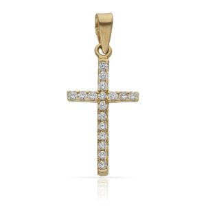 Cruz oro 18kl circonitas - 12x22mm