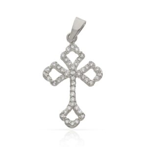 Cruz oro blanco 18kl circonitas - 14x22mm