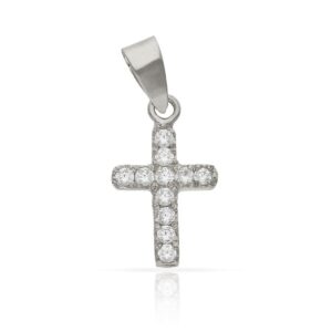 Cruz oro blanco 18kl circonitas - 9x15mm