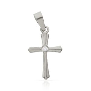 Cruz oro blanco 18kl circonita - 11x17mm