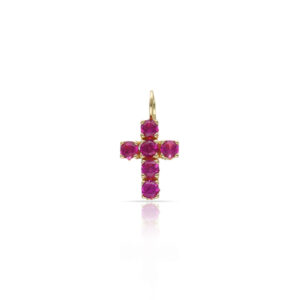 Cruz oro 18kl piedras rojas - 6.50x10mm