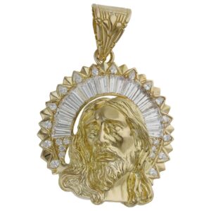 Cabeza oro 18kl cristo circonitas - 41x49mm