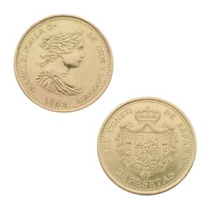 Monedas oro 18kl isabelinas 16mm