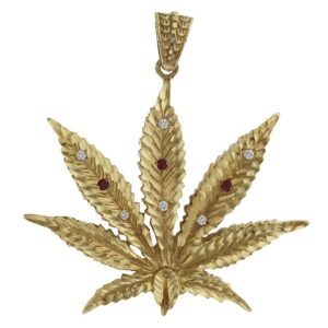 Colgante oro 18kl hoja marihuana