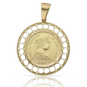 Colgante oro 18kl moneda - 20mm