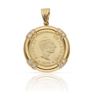 Colgante oro 18kl moneda - 18mm