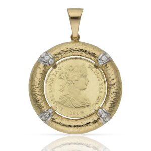 Colgante oro 18kl moneda - 20mm