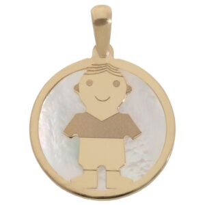 Colgante oro 18kl niño nacar - 20mm