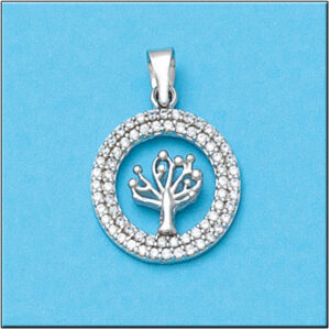 Colgante oro blanco 18kl arbol diamantes