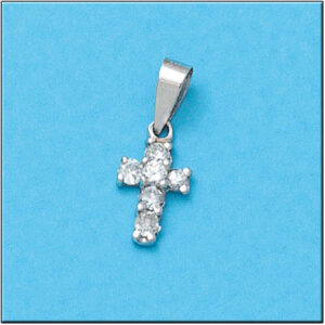 Cruz oro blanco 18kl diamantes