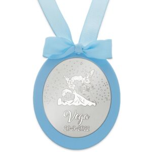 Medalla cuna plata 925mm ovalada angel de la guarda
